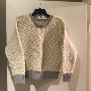 Vintage hand knitted cream and gray sweater